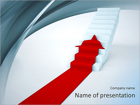 Red Arrow On Stairs Animated PowerPoint Template - Slide 1