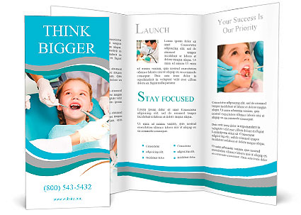 Little girl sitting in the dentists office Brochure Template