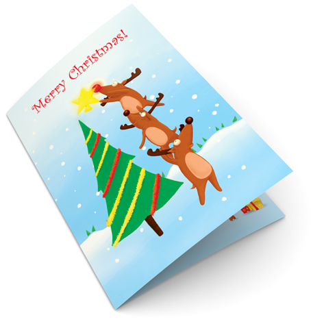 Dancing Deers Christmas Card