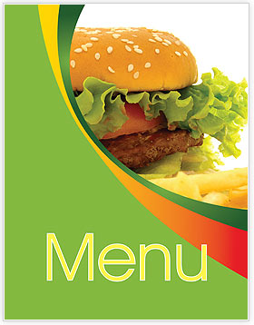 Hamburger with Fries Menu Template