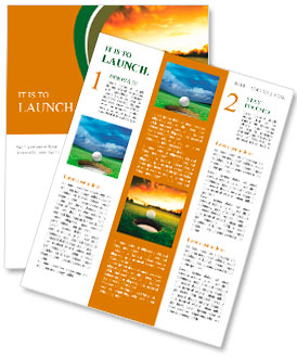 Golf ball about to fall into the cup at sunset Newsletter Template