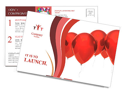 Isolated image of a red balloon over white Postcard Template