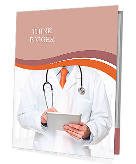 Doctor at hospital working on a digital tablet Presentation Folder