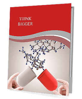 Hands open capsule show molecule as medical concept Presentation Folder