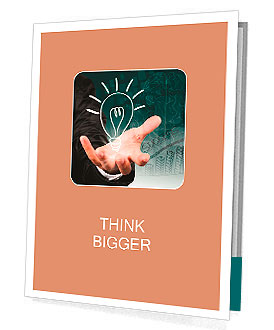 Businessman hand holding light bulb illustration idea concept. Presentation Folder