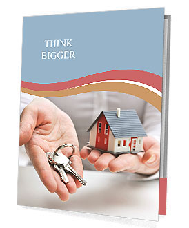 Real estate agent with house model and keys Presentation Folder